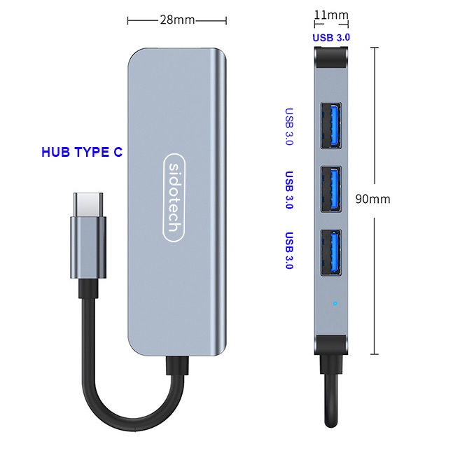 HUB USB  3.0 và HUB Type C tốc độ cao SIDOTECH cổng chia usb mở rộng kết nối chuyển đổi cho Macbook Laptop PC IPAD