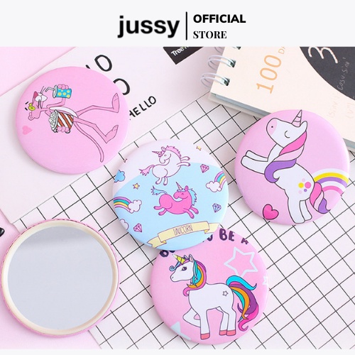 Gương Trang Điểm Mini icon hoạt hình siêu Cute Hàn Quốc Jussy Fashion Gương Để Bàn Nhỏ Gọn Tiện Lợi Dể Mang Bên Người