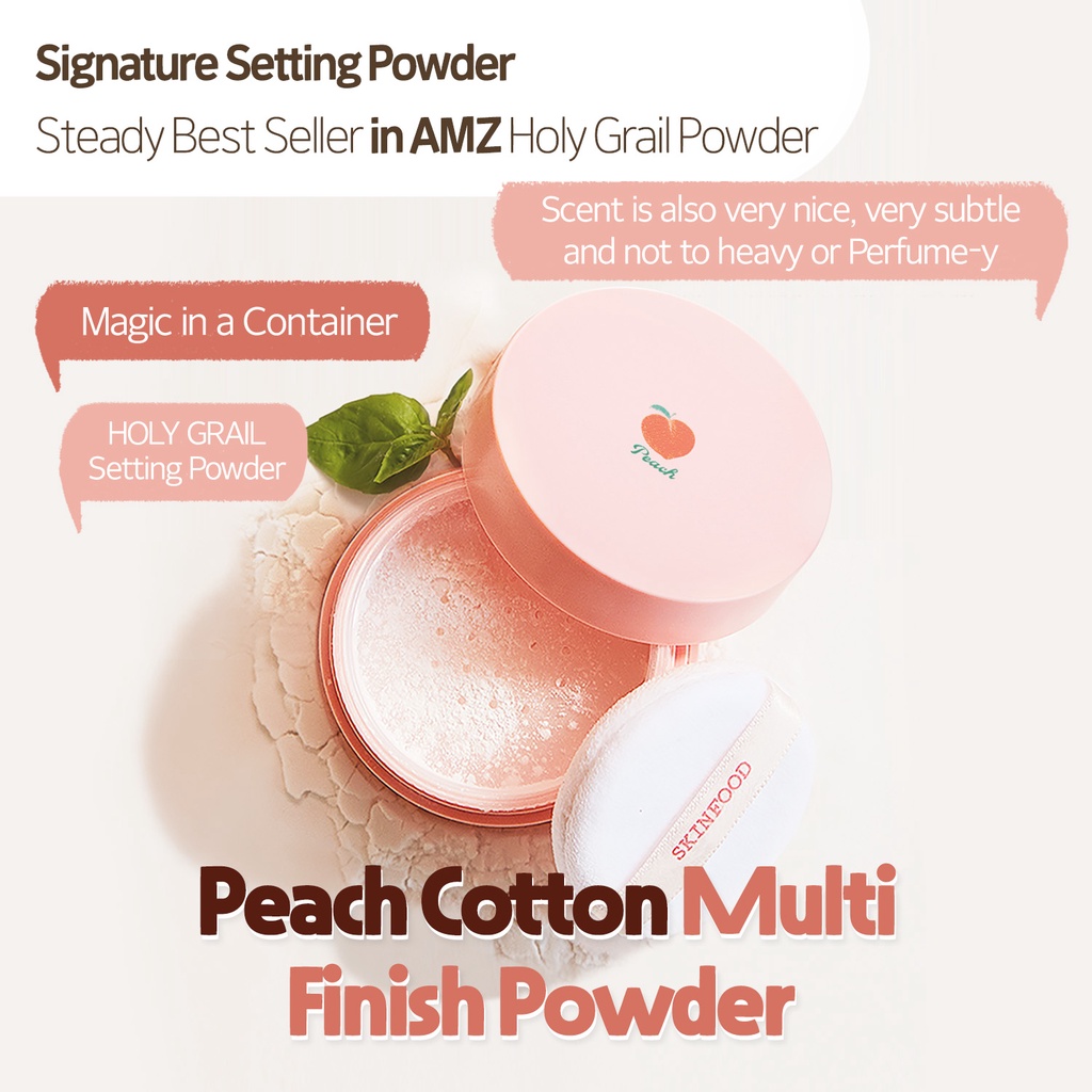 Phấn phủ SKINFOOD Peach Cotton 5g / 15g chiết xuất ​​trái đào calamine trang điểm cố định kiềm dầu