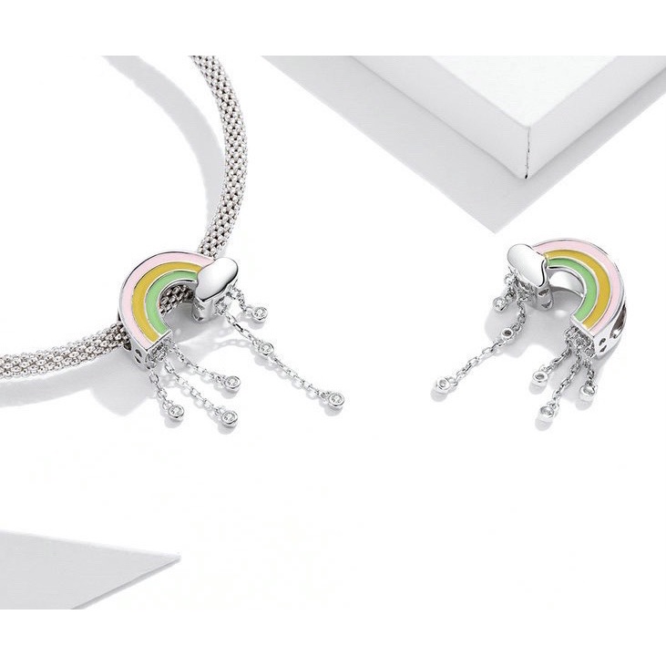 Charm bạc H.A.S hình đám mây cầu vòng - Hạt charm bạc thời trang