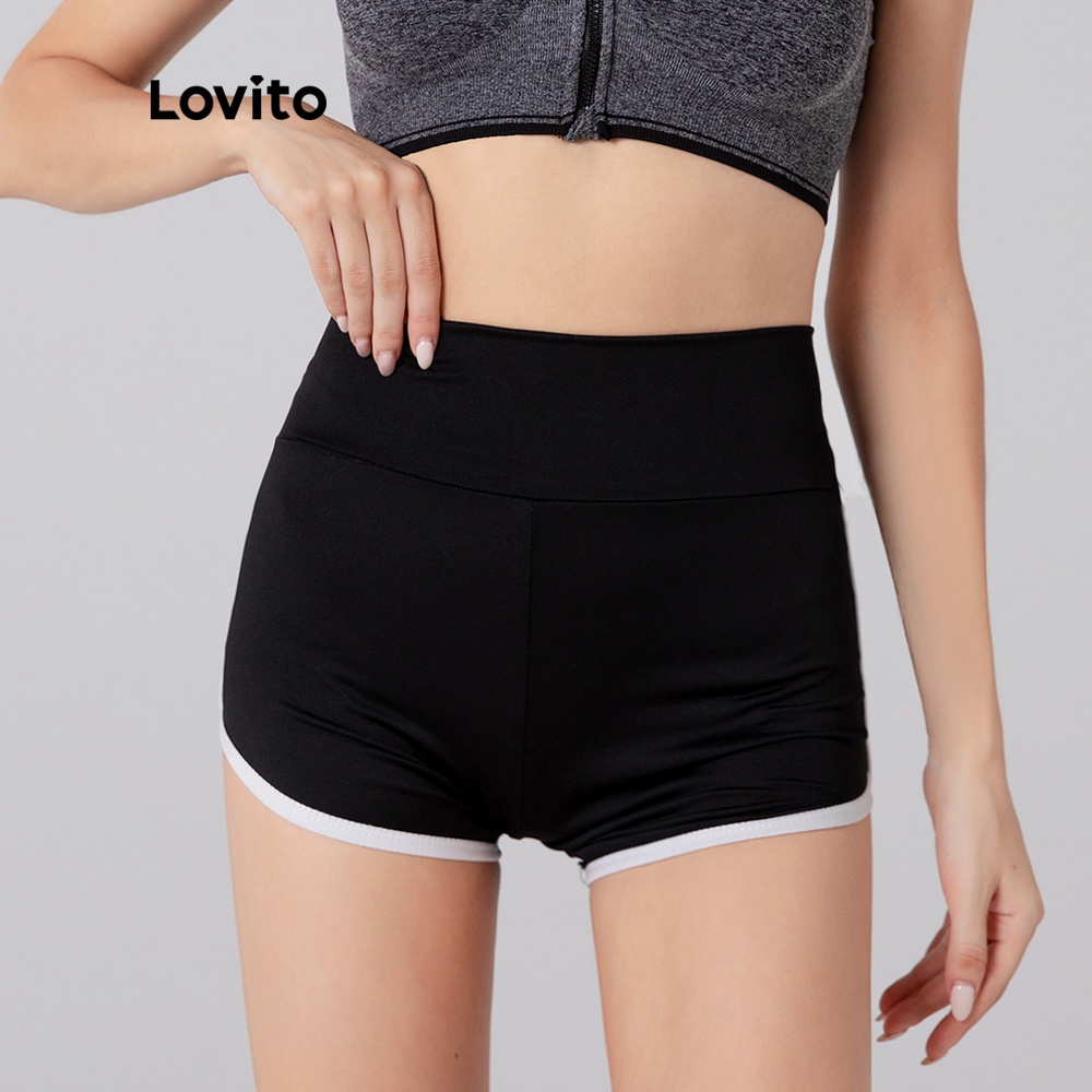 Quần short thể thao Lovito in chữ L05205 (màu xanh dương/đen) | BigBuy360 - bigbuy360.vn