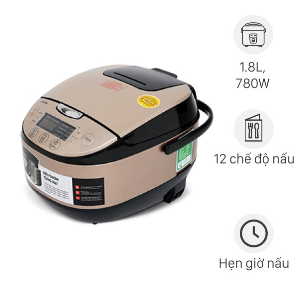 Nồi cơm điện tử Toshiba 1.8 lít RC-18DR3PV(G) vàng đồng-Bảo Hành Chính Hãng