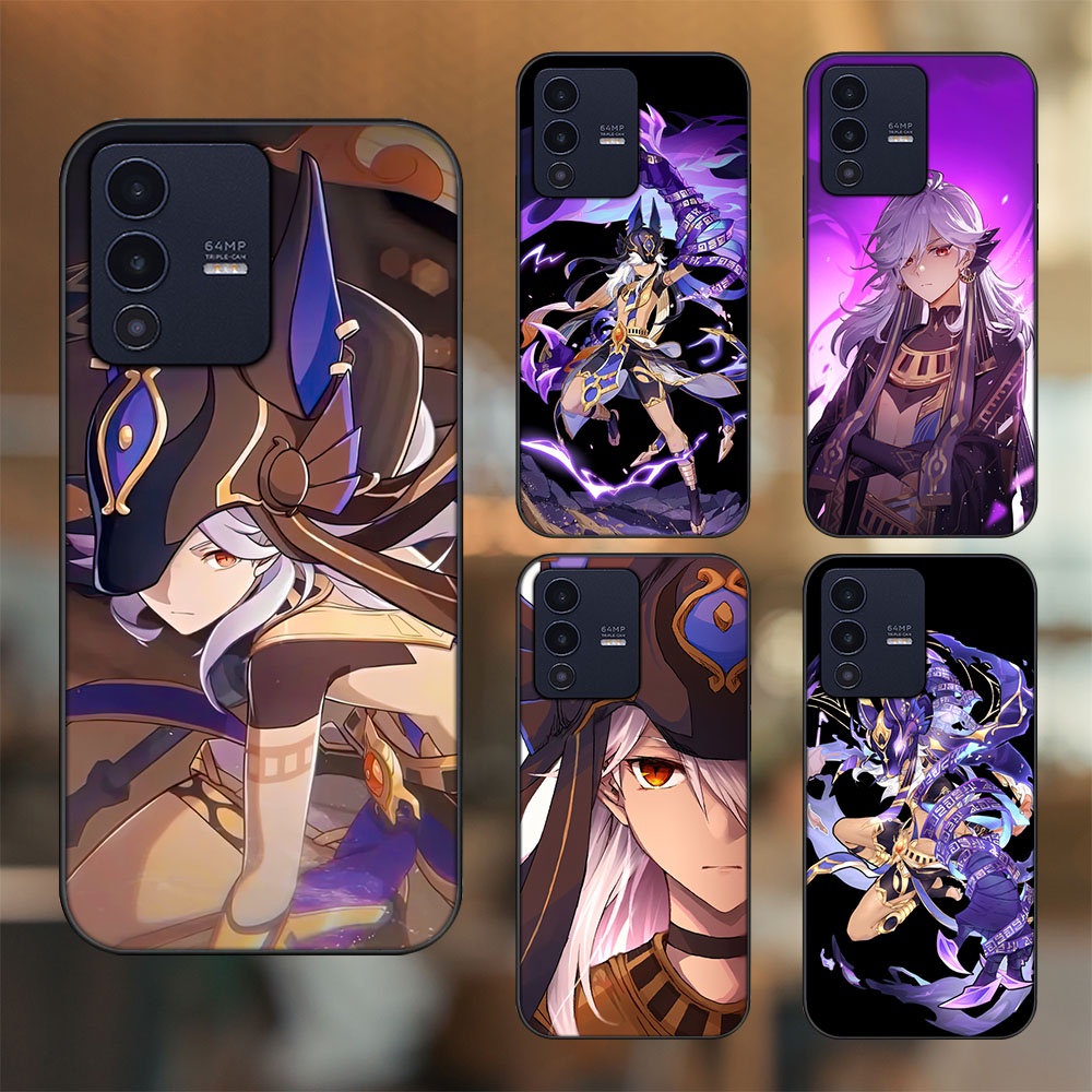 Ốp lưng Vivo V23 5G viền đen in hình Cyno Genshin Impact