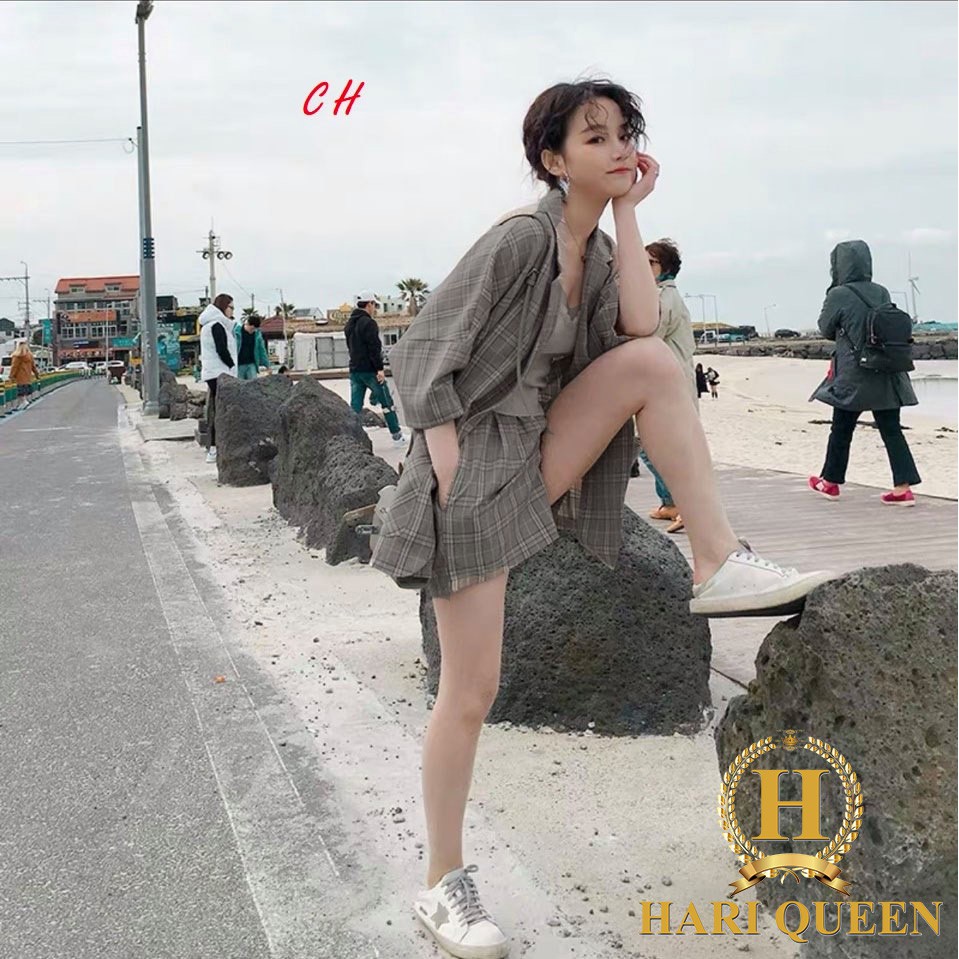 Sét vest kẻ +quần đùi siêu hot