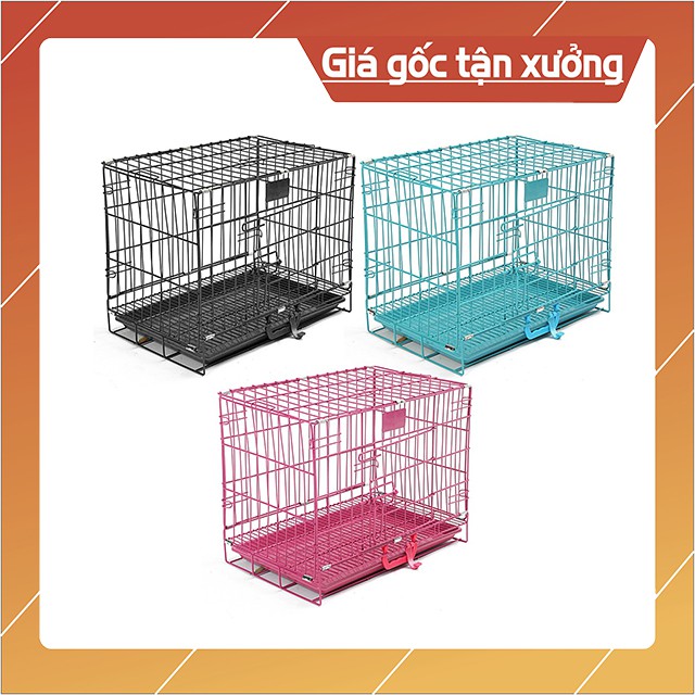 Chuồng Sắt Lồng Sắt Sơn Tĩnh Điện Đen Vân Đá Size S Gấp Gọn Cho Chó Mèo Nhỏ  Dưới 5Kg  - Bobo Pet Shop Hà Nội