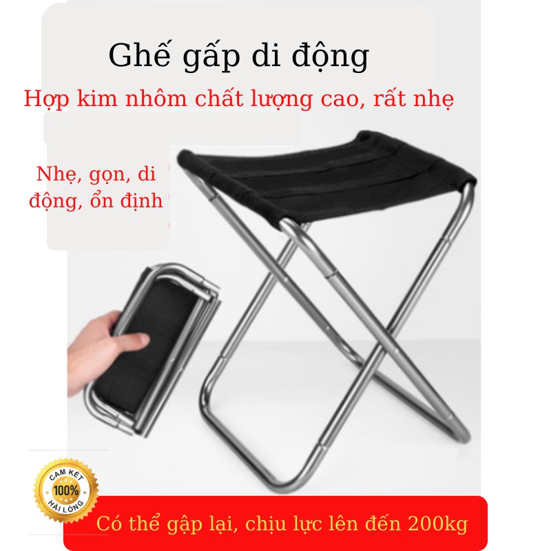 [Siêu Chắc, Nhẹ] Ghế Gấp Di Động, Phù Hợp Du Lịch, Câu Cá, Xếp Gọn, Bỏ Túi Golden Black 2020. Tặng túi