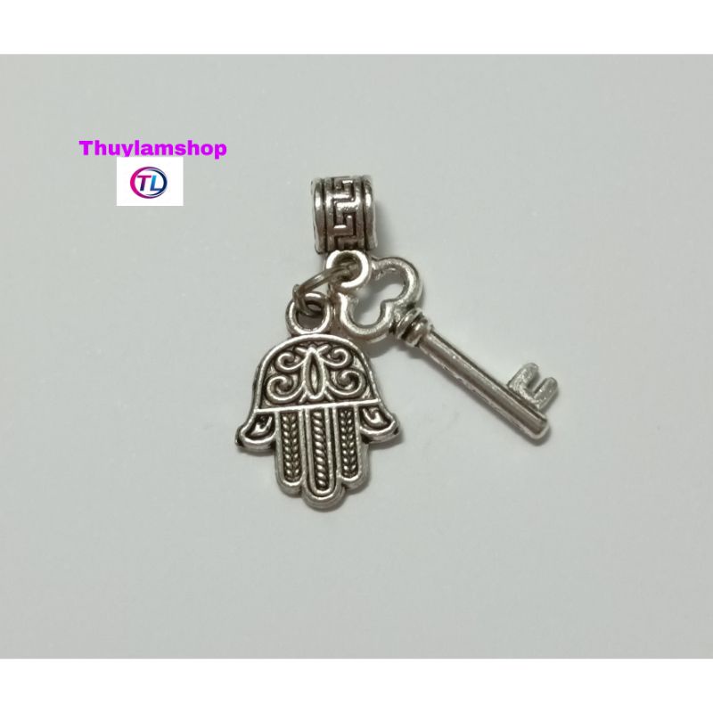 Charm ống lùa bạc thái làm chặn vòng