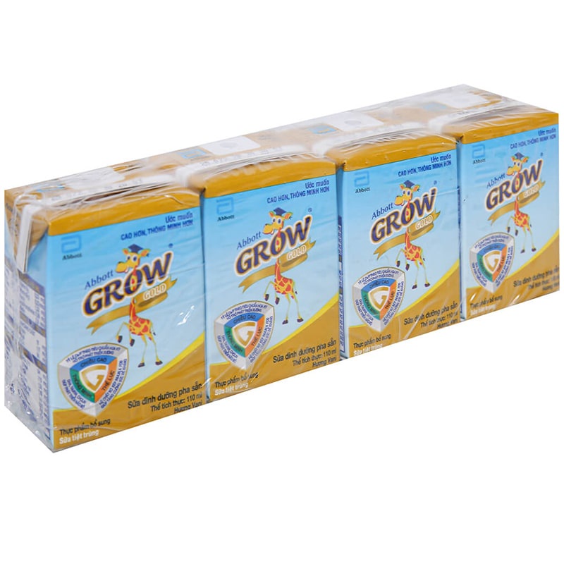 Combo 3 lốc sữa pha sẵn Abbott Grow Gold Hương Vani 110ml/180ml (1 lốc/4 hộp)