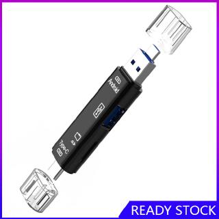 FL【COD Ready】5 in 1 USB 2.0 Type C / USB / Micro USB SD TF Memory Card Reader OTG Adapter
