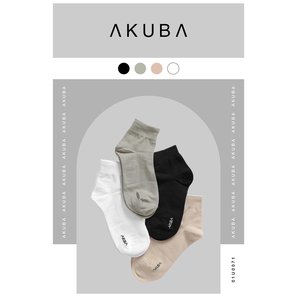 Vớ cao cổ trơn thương hiệu Akuba chất cotton mềm mại thoáng mát 01U0071