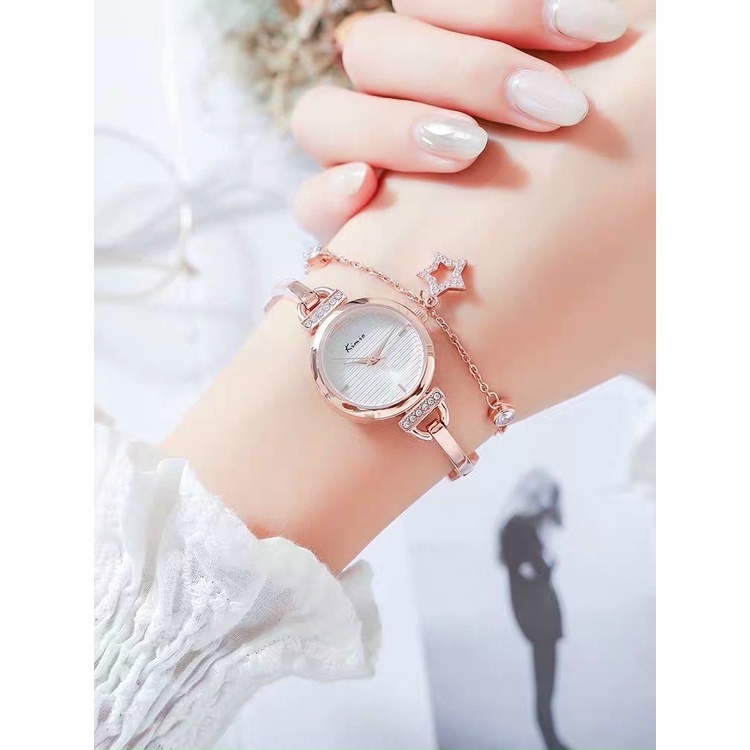 Đồng Hồ Nữ KIMIO 6400 dây rút kèm lắc điệu đà sang trọng hàng chính hãng