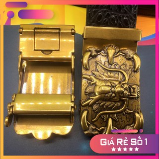 Thắt lưng nam NP252 da thật vân cá sấu bền đẹp, mặt 3D đầu rồng cực đẹp được làm bằng hợp kim cao cấp mạ màu vàng đồng .