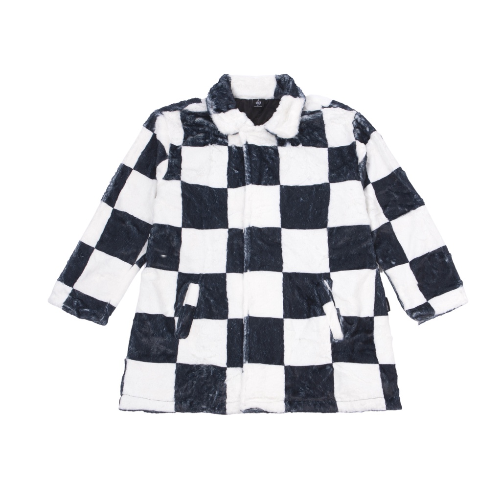 Áo khoác lông dáng dài CHECKERBOARD COAT