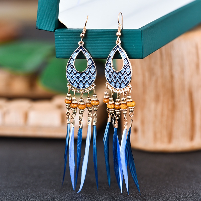 [ 09-1419 ] Bông Tai Lông Vũ Phong Cách Boho