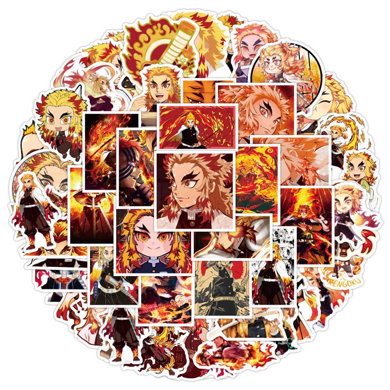 50 Cái Thanh Gươm Diệt Quỷ Kimetsu no Yaiba DEMON SLAYER Rengoku Kyoujurou | Anime Sticker laptop trang trí trên tường