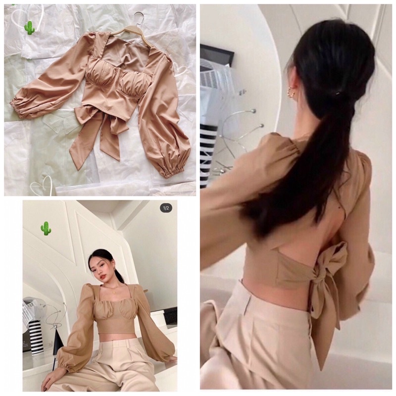 Áo nơ sau tay phồng (có mút)