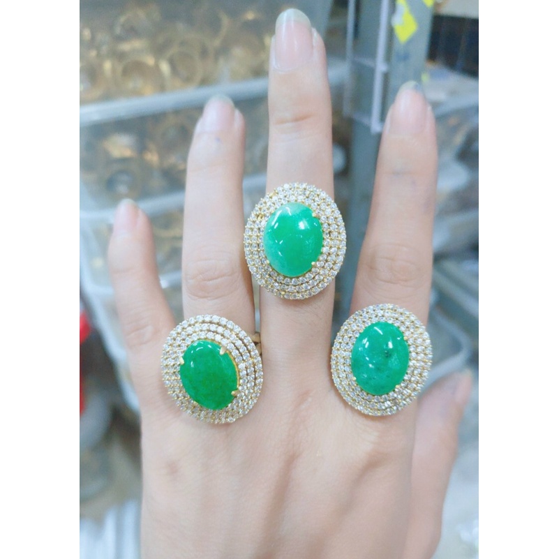 Nhẫn Nữ Mạ Vàng 18K Đính Đá Màu Xanh Lá Mẫu 05.270822