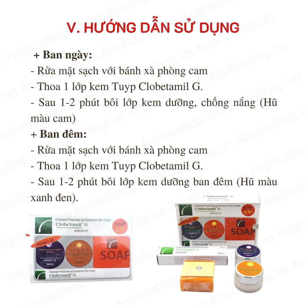 Bộ kem bôi nám tàn nhang cao cấp CLOBETAMIL G 4 In 1 Thái Lan.