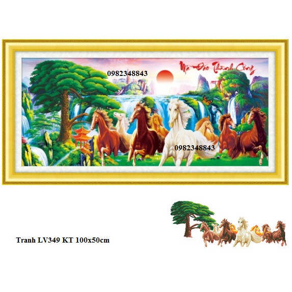 Tranh đính đá mã đáo thành công KT:100x50cm. Tranh gắn đá chưa gắn.