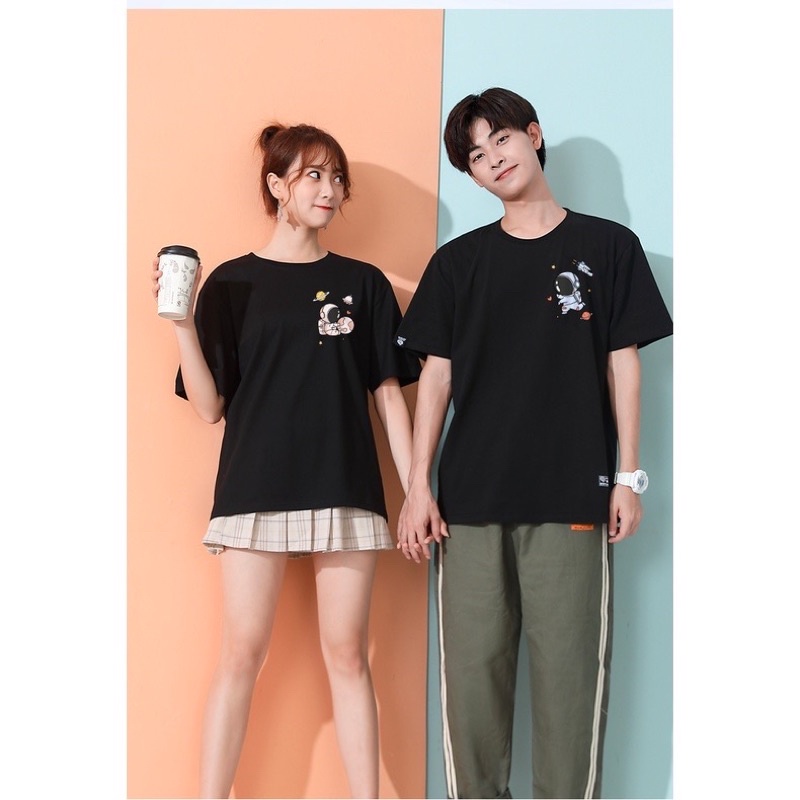 Áo thun tay lỡ Áo Đôi Basic cute unisex tee mùa hè phông trơn nam nữ form rộng đường phố GTM Store