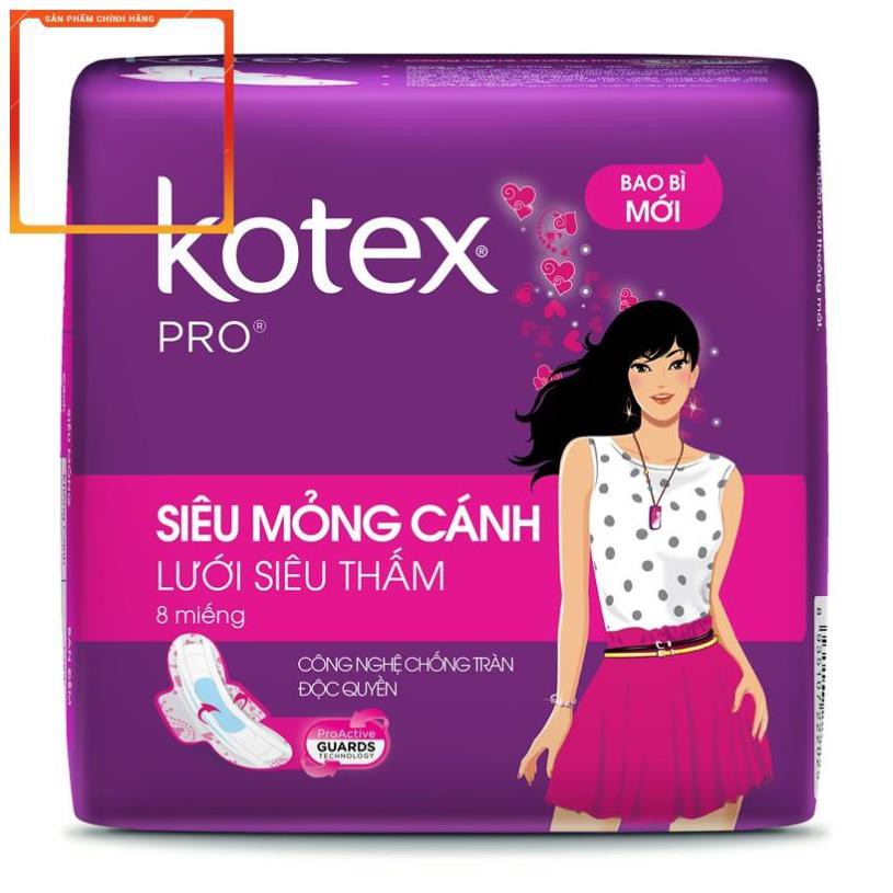 Combo 8 gói Băng vệ sinh Kotex pro 8 miếng