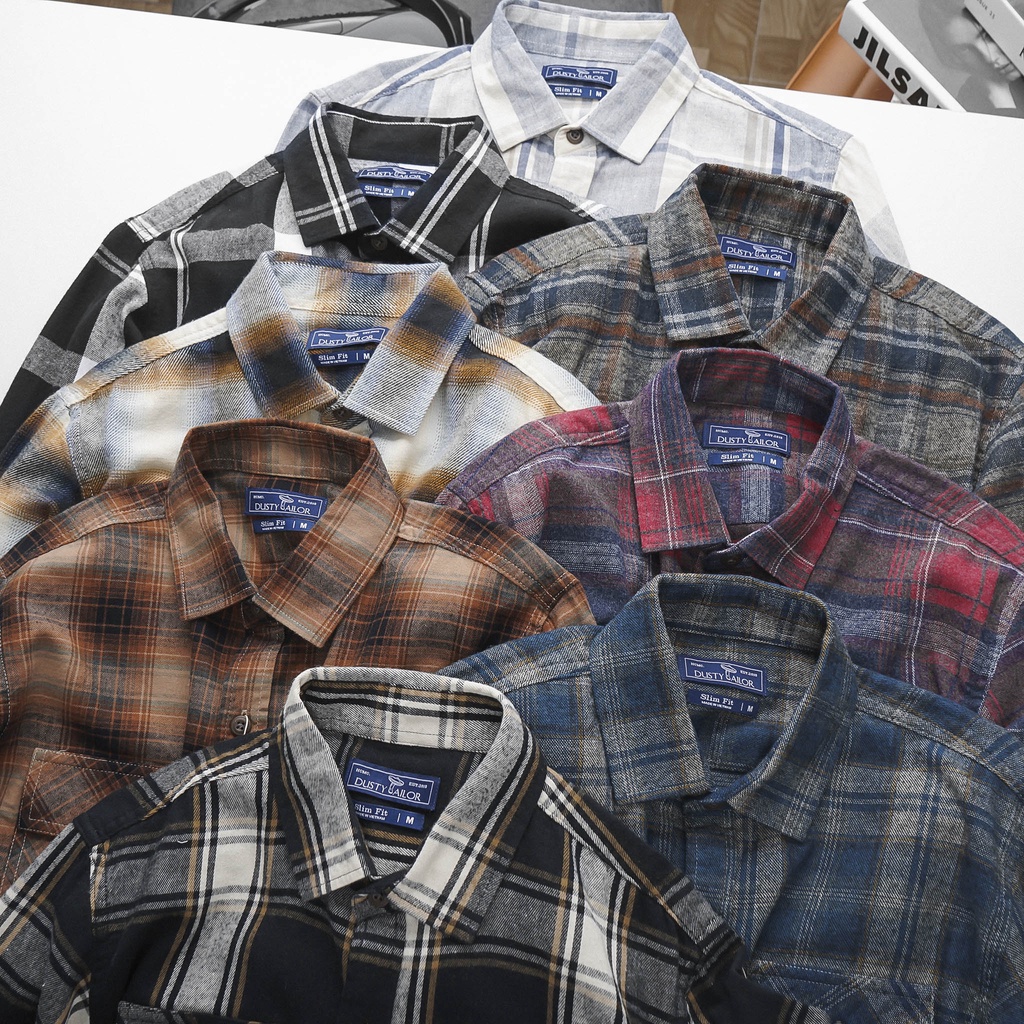 Áo sơ mi nam Dusty Tailor flannel chính hãng thiết kế 2 túi, vải flannel cotton thoáng mát, form áo slimfit chuẩn