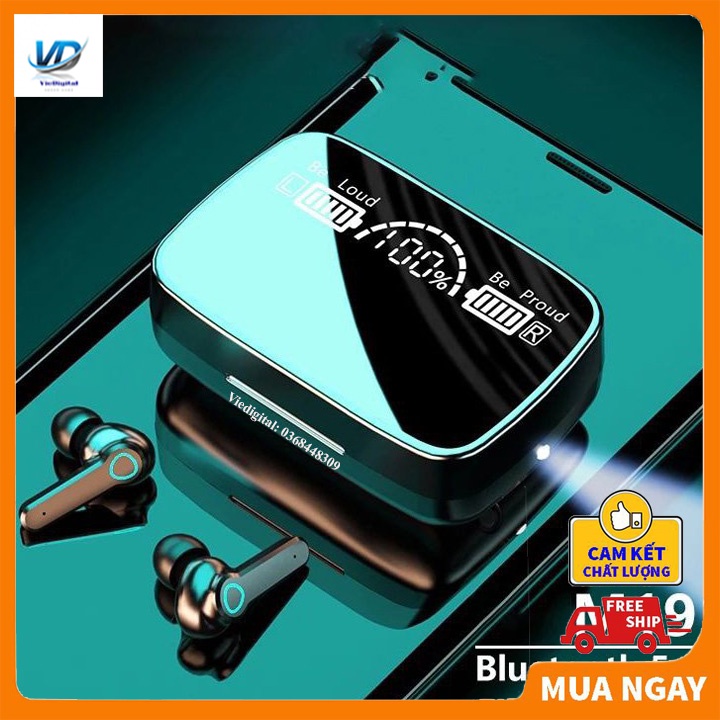 Tai nghe, Tai nghe bluetooth M19, chống nước, chống ồn, pin trâu, có đèn pin, BH 6 tháng, lỗi 1 đổi 1 trong 30 ngày.