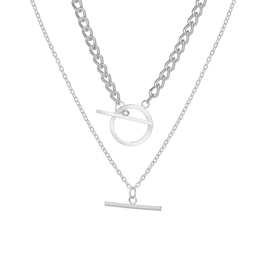 Vòng Cổ Choker Hai Lớp Có Khóa Kim Loại Đơn Giản Cổ Điển Phong Cách Hip Hop Mới Cho Nữ