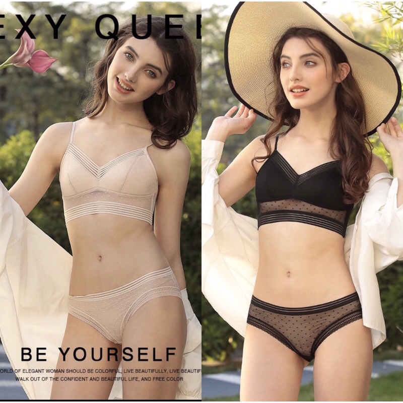 Áo Lót Nữ ❤️ Áo Lót Ren Chấm Bi Hở Lưng 2 Dây Không Gọng Nâng Ngực Cao Cấp D21