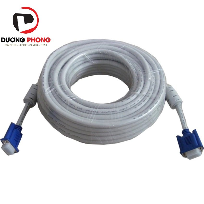 Dây cáp tín hiệu 2 đầu VGA 10m chống nhiễu -Trắng (Bảo hành 3 tháng)