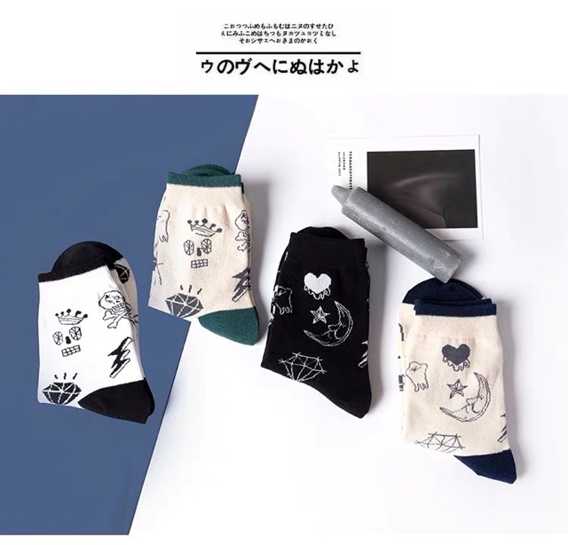 Vớ tất cao cổ họa tiết hàng Quảng Châu