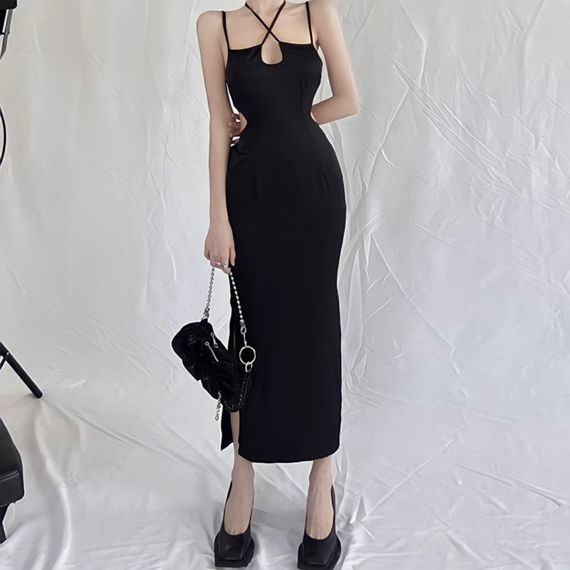 Váy dài khoét lưng xẻ tà hai bên ôm body siêu quyến rũ sexy