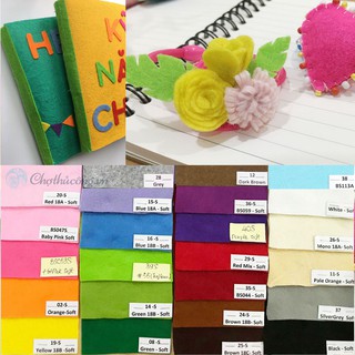 Trọn bộ combo 24 vải nỉ mềm 90 X 90cm (vải dạ / soft felt) dùng làm đồ handmade, craft, thủ công, đồ chơi