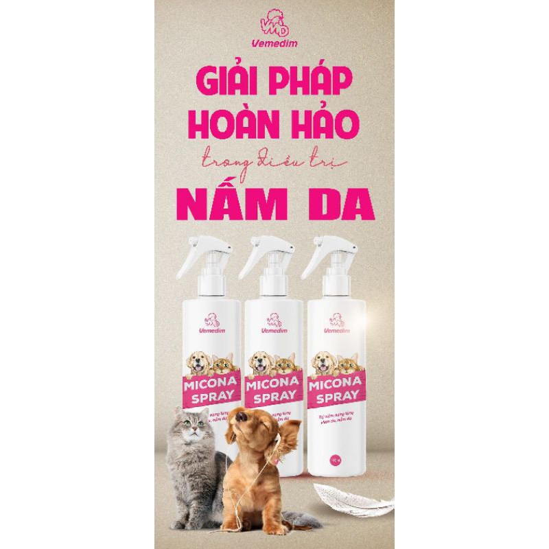 Micona Spray - Trị Viêm Nang Lông, Viêm Da, Nấm Da Cho Chó Mèo