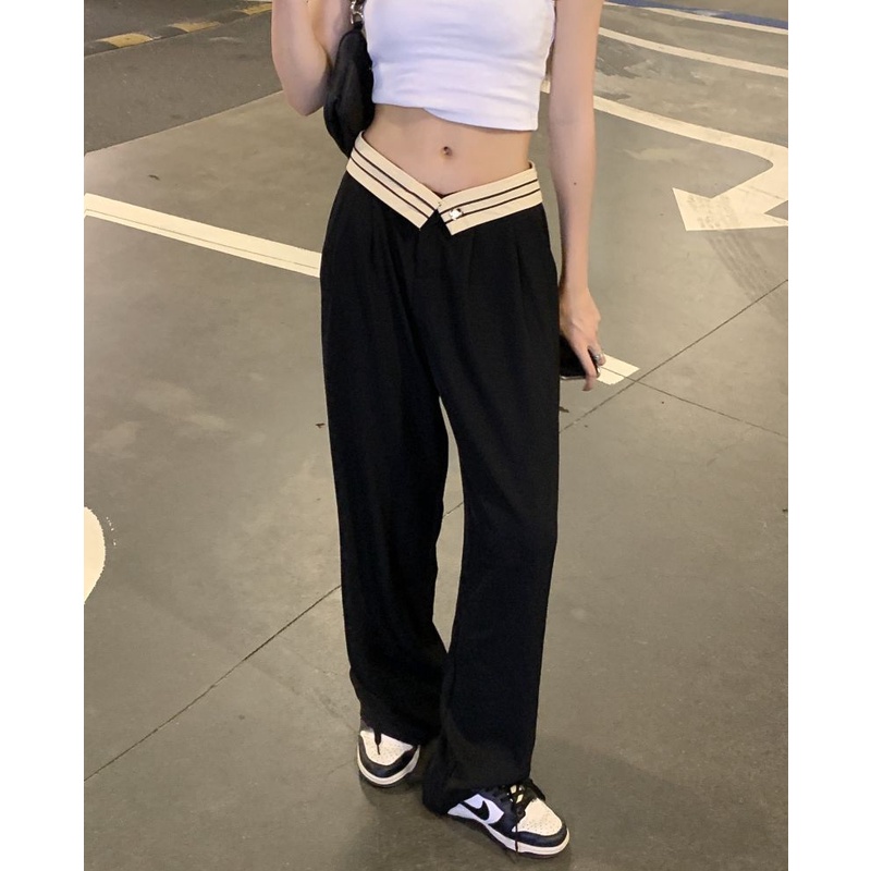 QKOOLE Quần dài  ống rộng phong cách Hàn Quốc cho nữ