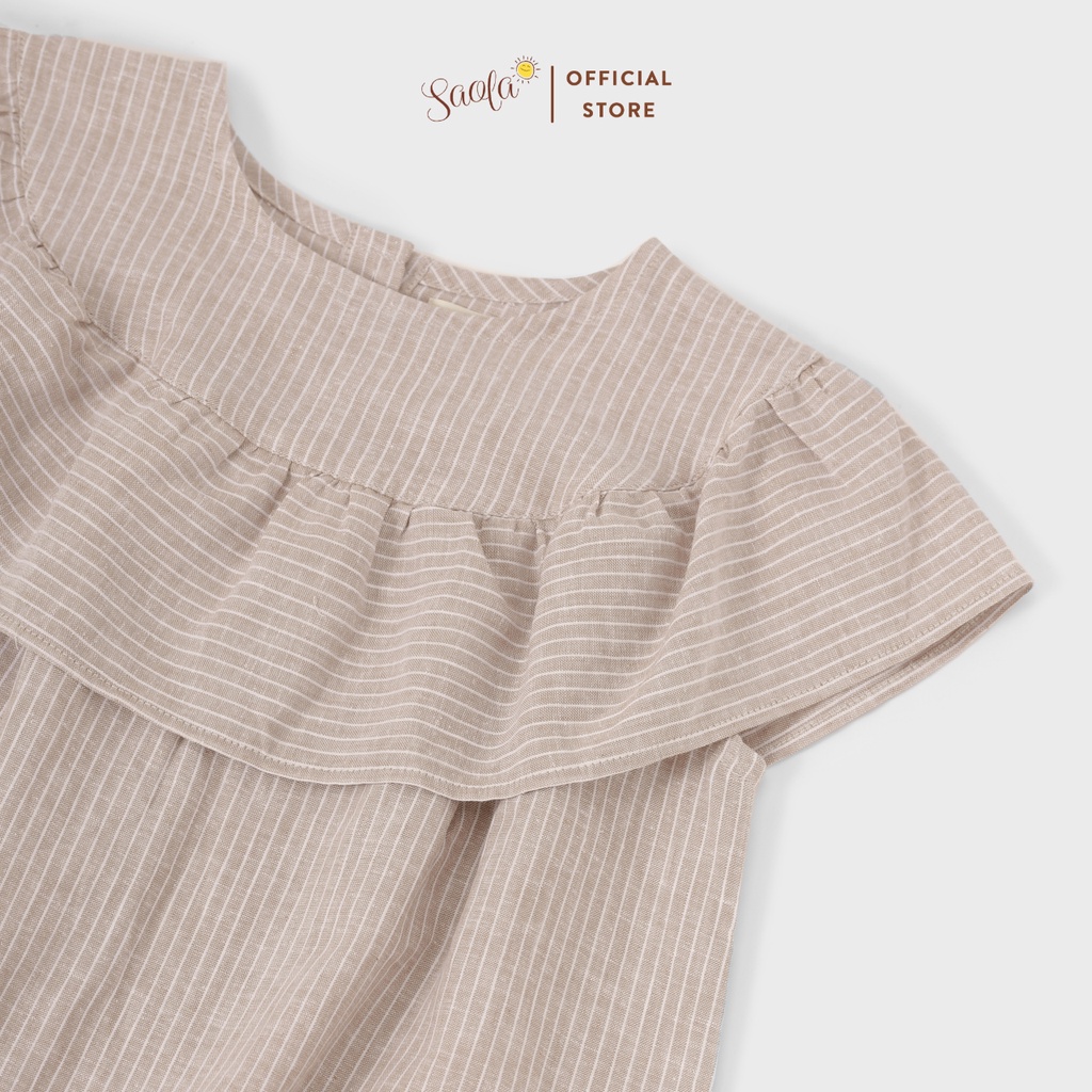 Đầm/ Váy Bé Gái Cổ Tròn Phối Bèo Chất Liệu Linen Thoáng Mát - MARION DRESS - DRL006 - SAOLA KIDS CLOTHING