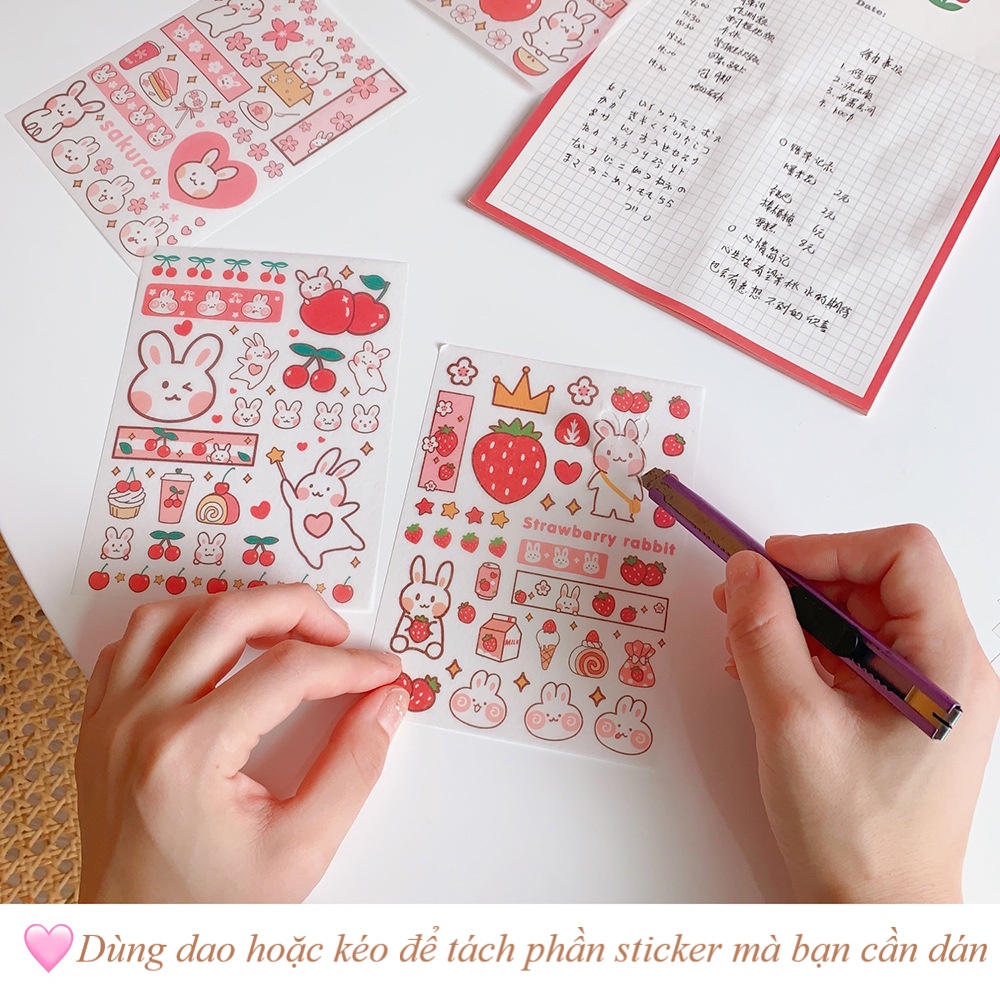 Sticker cute dán trang trí dễ thương túi 4 tấm hình với hàng trăm nhãn dán cưng xỉu