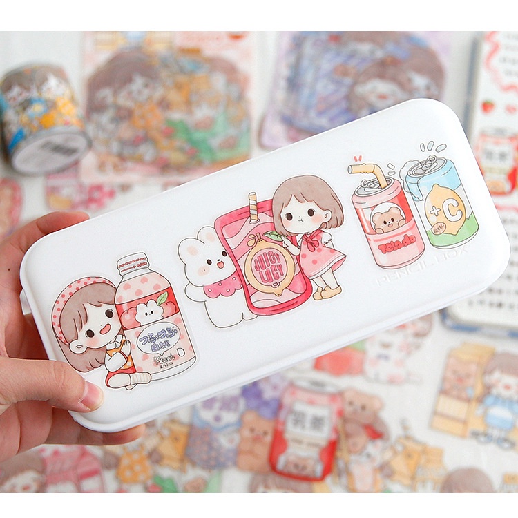 Peach 24Pcs Cute girl gourmet Life sticker Journal Scrapbook Decor Sticker