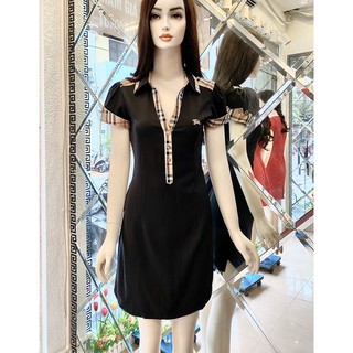 Đầm nữ burbery cổ đức nịnh eo vải dày dặn mềm mịn