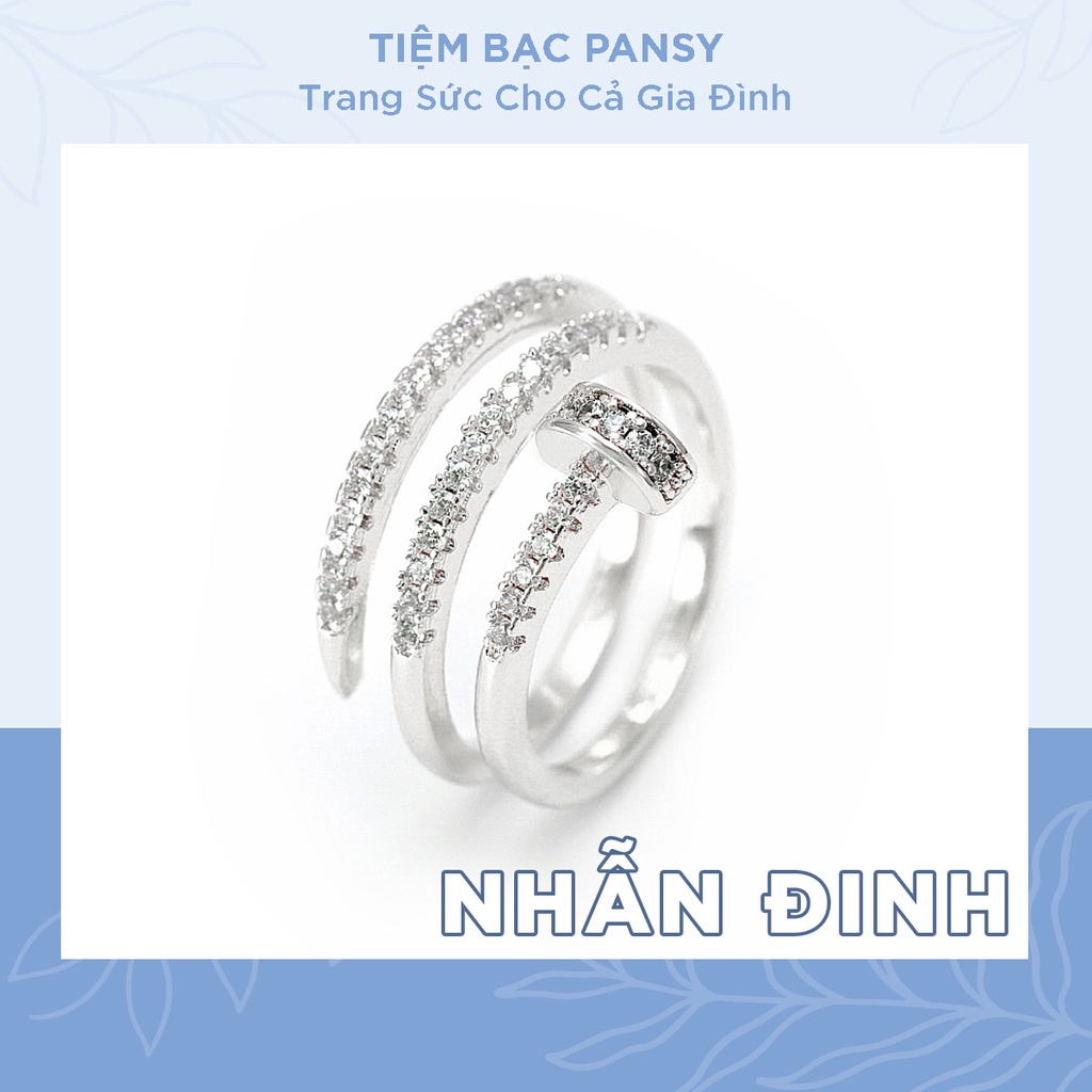 Nhẫn bạc nữ PANSY thiết kế hình cây đinh độc đáo - Nhẫn đinh bạc ta đẹp phong cách Hàn Quốc