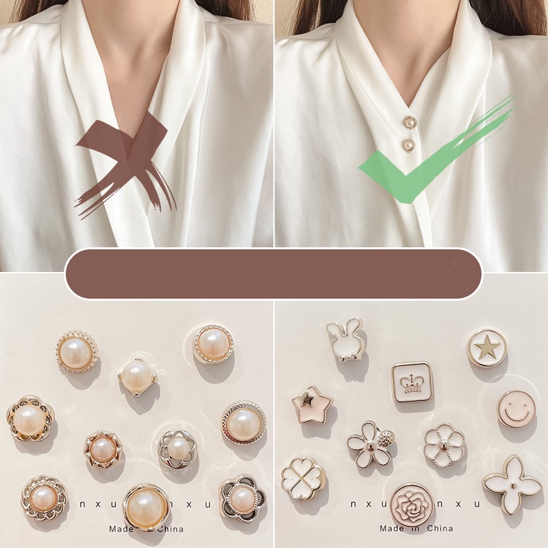 Set 10 nút bấm áo cố định chống chói sáng tạo cho nữ