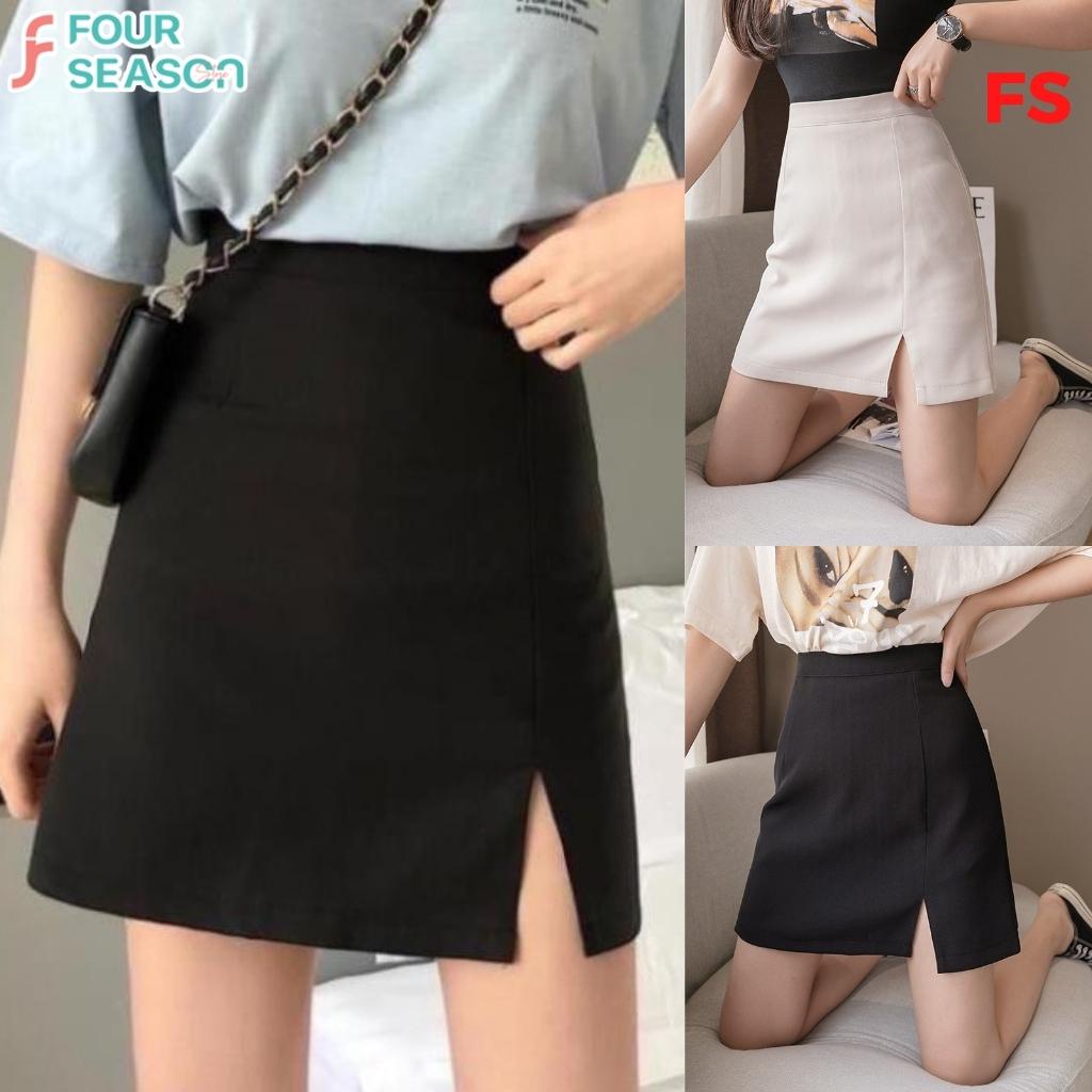 Chân váy ngắn chữ A xẻ tà ngắn kèm quần trong AVN001 4S phong cách công sở lưng cạp cao dễ phối đồ trẻ trung thanh lịch