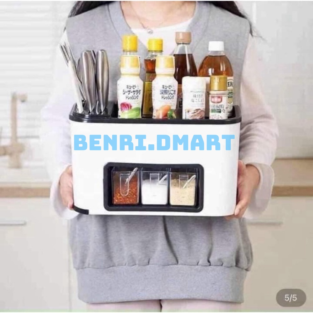 Kệ bếp đa năng kệ nhà bếp kèm 3 hũ đựng gia vị nhựa cao cấp Việt Nhật