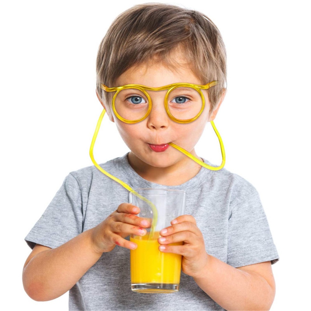 【sweet】1PC DIY Creative children funny soft straw glasses PET frame glasses