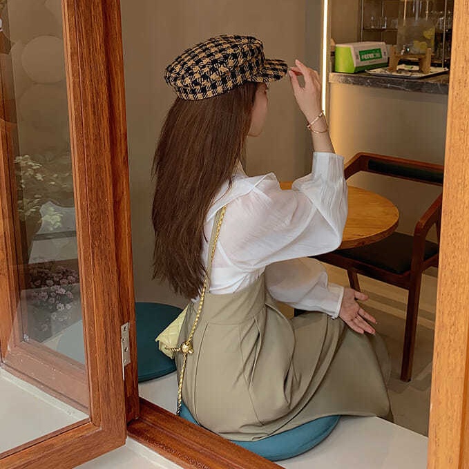 Bộ Áo + Chân Váy Yếm Thời Trang Retro Pháp 2022 Dành Cho Nữ