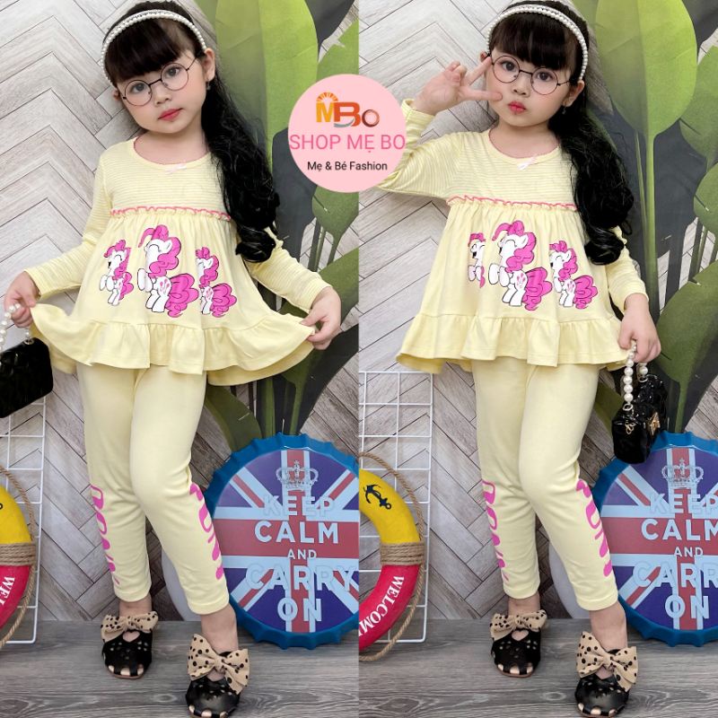 HOT - TREND bộ dài tay bèo baby doll bé gái in hình đẹp