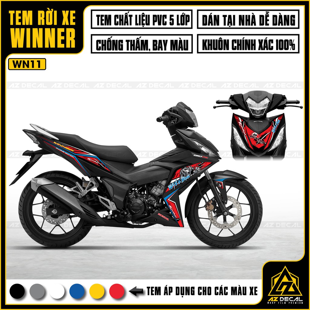 Tem Xe Winner 150 Mẫu Dunlop | WN11 | Chất Liệu Decal PVC Chống Thấm Nước, Chống Bay Màu, Dễ Dán