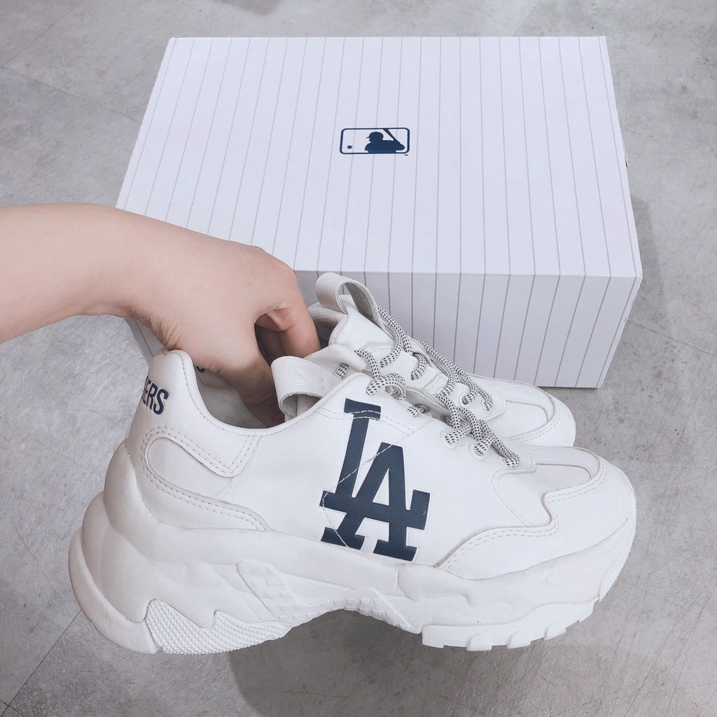 Giày thể thao Sneaker MLB Big Ball Chunky Leather logo LA màu Trắng