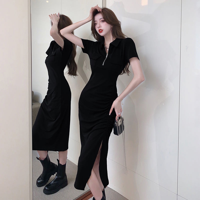 Đầm Cổ Polo Xếp Ly Dáng Ôm Phong Cách Mỹ Thời Trang Mùa Hè Hàn Quốc Hàng Mới 2022