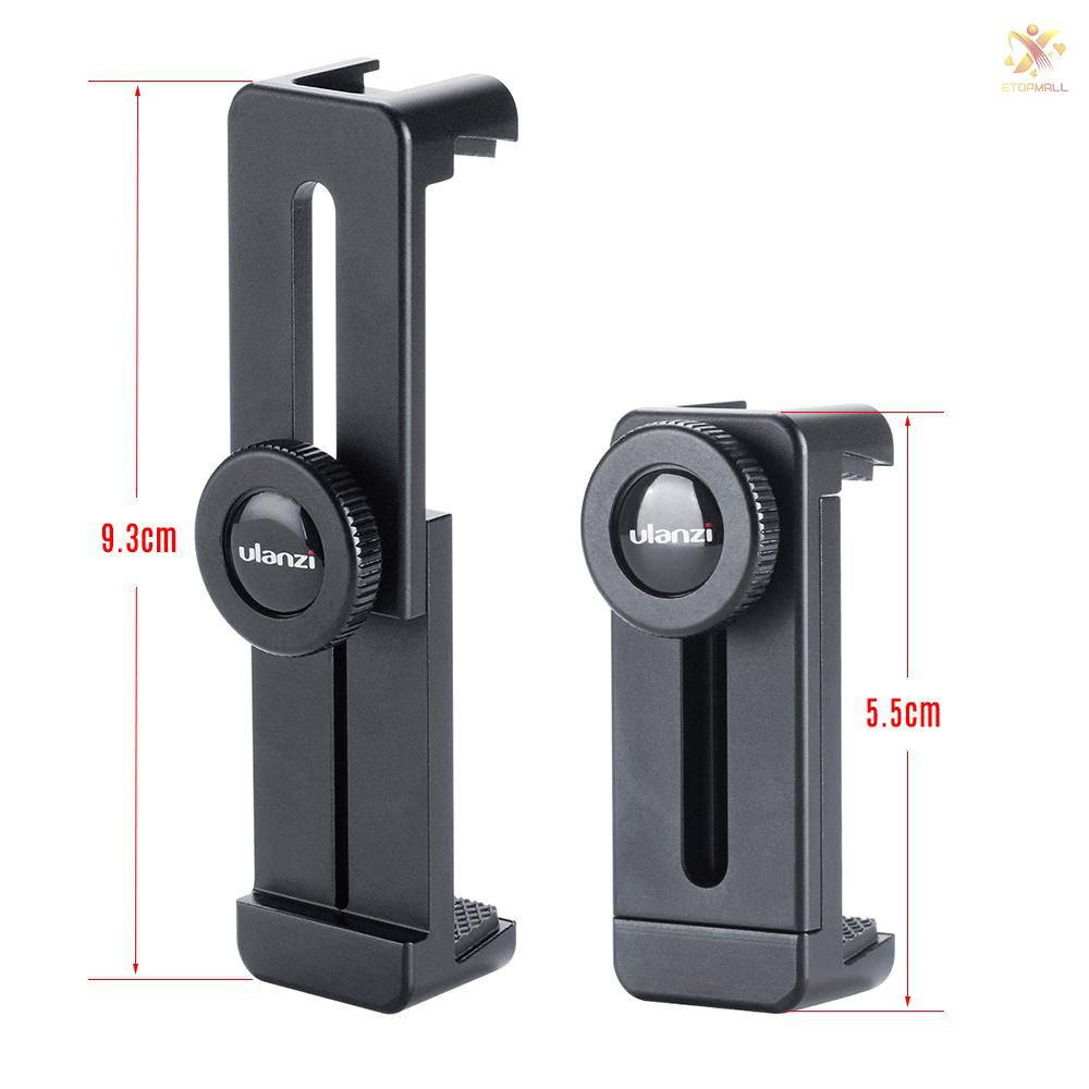 E&amp;T Ulanzi ST-02L Compact Aluminum Alloy Phone Holder with 1/4 Inch Tripod Mount Cold Shoe for 5.5-9